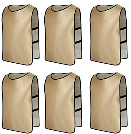 DARANCA Lätzchen for das Fußballtraining, Sportleibchen for Erwachsene, 6 Stück Fußballleibchen for Junioren und Erwachsene, Sporttraining, 13 Farben(Gold_Medium)