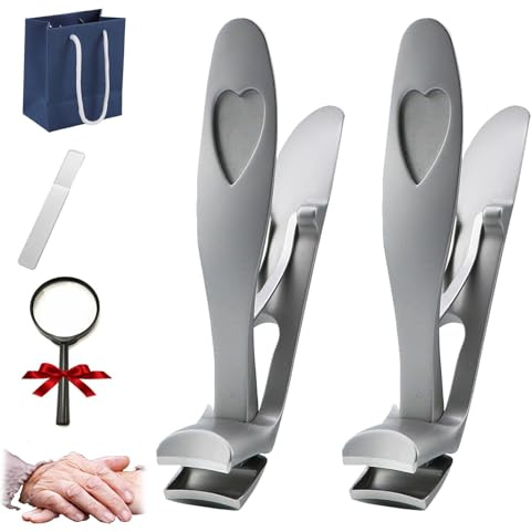 Nagelknipser,Ergonomischer Zehennagelknipser,Nagelschneider Für Senioren Fingernägel Fußnägel (Silber*2)