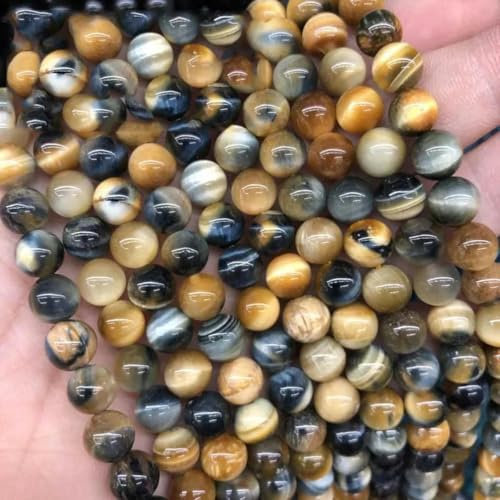 Natural Yellow Blue Tiger Eye Agates Beads Round Cat Eye Stone Beads 15 Inch Strand 4 6 8 10 12MM for Jewelry Making DIY Bracelet-Dream Tiger Eye-8mm 46pcs Beads