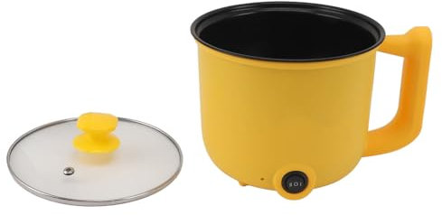 CUISEUR À NOUILLES ÉLECTRIQUE JAUNE 1,8 L 2 RÉGLAGES DE VITESSE 600 W EXTINCTION AUTOMATIQUE ANTI-ADHÉRENT AVEC PANIER VAPEUR MINI HOT POT ÉLECTRIQUE (Prise UE 220V)