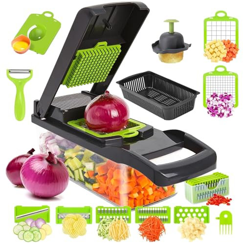 16-in-1 Kitchen Vegetable Chopper, Mandoline Food Slicers, Vegetable Cutters, Cheese Grater, Dicer Machine, Veggie Onion Salad Food Chopper with Container, Potato Chipper, Kitchen Tools & Gadgets
