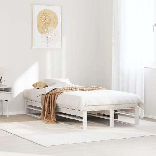 Sufrk Massivholzbett ohne Matratze Weiß 75x190 cm Holz Bett Massivholzbett Bed Frame Bettgestell Bett Holz Kiefernholz - 850858