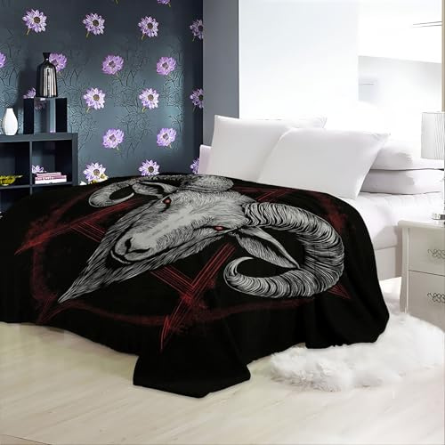 Kuscheldecken Tiere Nahaufnahme eines Widderkopfes Fleecedecke für Kinder Jungen 200 x 200 cm Mädchen Herbst Zuhause Weiche Warme Fleecedecke für Erwachsene Grau
