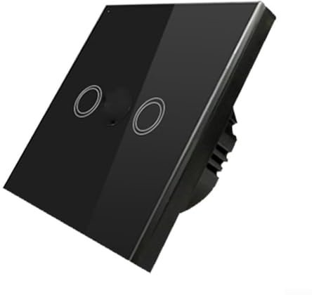Hasaller Light Switches 2-Gang Touch Switch Double Dimmer Switch for Dimmable LED Lamp Incandescent Bulb Touch Light Switch No Neutral Wire Required Glass Wall Plate with LED Backlight(Black)