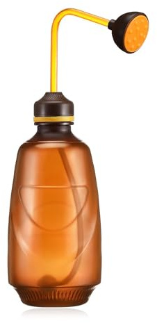 Klein Gießbrause Ballbrause, 450ml Gießkanne Zimmerpflanzen, Mini Gießkanne | Handdruck Bonsai Gießkanne, Kann Invertiert Werden Bewässerung, für Kleine Pflanzen Stecklinge Blumen Setzlinge (Braun)