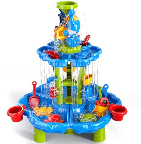 Doloowee Wasserspieltisch für Kinder, Sand- und Wassertisch Wasserspielzeug Kinder Outdoor Garten Spielzeug für Jungen und Mädchen 3 4 5 6 7 8 Jahre alt