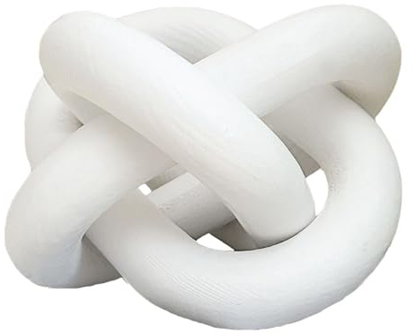 EMINGSKY 3-Link Wood Chain Link Coffee Table Decor, White Wooden Knot Decor for Coffee Table Farmhouse Decortive for Home Boho Modern Shelf Decortion(White)