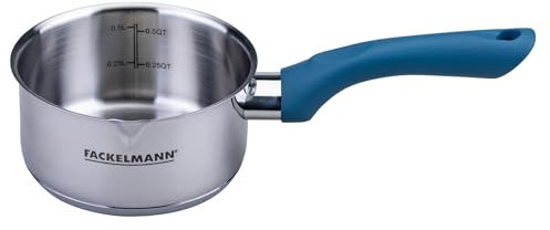 Fackelmann Casserole Essential Ø 12 cm en acier inoxydable avec poignée ergonomique en bakélite, résistante à la chaleur et inoxydable pour tous les types de cuisinières