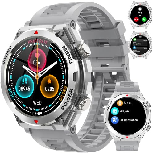 Jdcrsj Military Smart Watches for Men(Answer/Make Calls), 1.52 HD Fitness Watch, AI Built-in,AI Face,Heart Rate Sleep Monitor, 100+ Sport Modes, Text, IP68 Waterproof Smartwatch for Android iOS