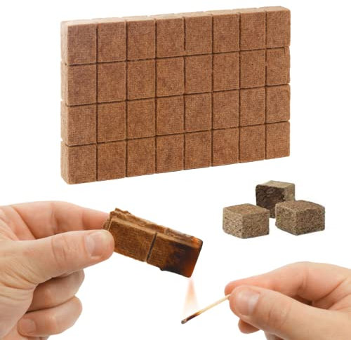 Leddy Living Accendifuoco Naturale 32 Cubetti Ecologici Inodori in Segatura e Cera Vegetale – Accensione Rapida per Caminetti, Barbecue, Forni a Legna e Stufe Senza Fumo o Odori