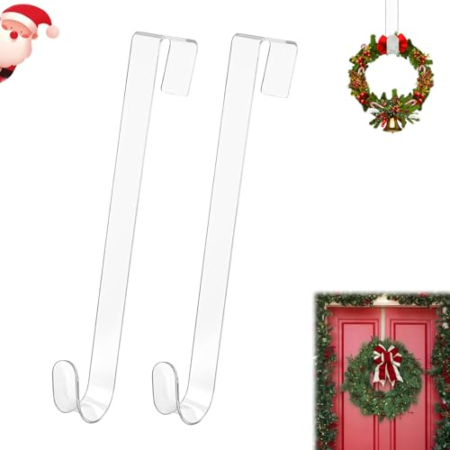 Crochet Couronne de Noel Porte,31cm Crochet de Couronne de Porte D'entrée,Crochet de Cintre en Couronne,Aucun Perçage Nécessaire,Réutilisable pour Suspendre des Guirlandes et des Décorations de Noël