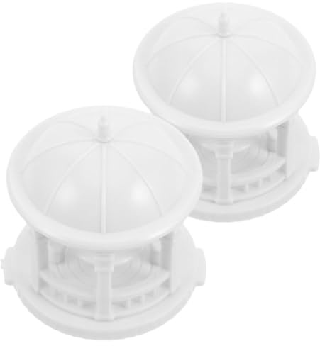 AKOOSY 2pcs Mini Fence Gazebo European Style Round Pavilion Figurines for Fairy Garden Bonsai Micro Landscape Dollhouse Decoration with Craftsmanship and Elegant Design