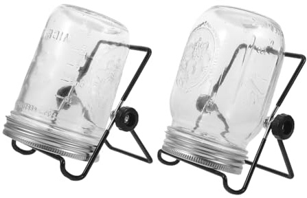 POPETPOP 2 Set Barattoli Germinazione con Coperchi in Acciaio Resistente per Microgreens e Germogli Kit Multifunzione con Filtro Rete per Drenaggio e Controllo umidità Adatto per Barattoli