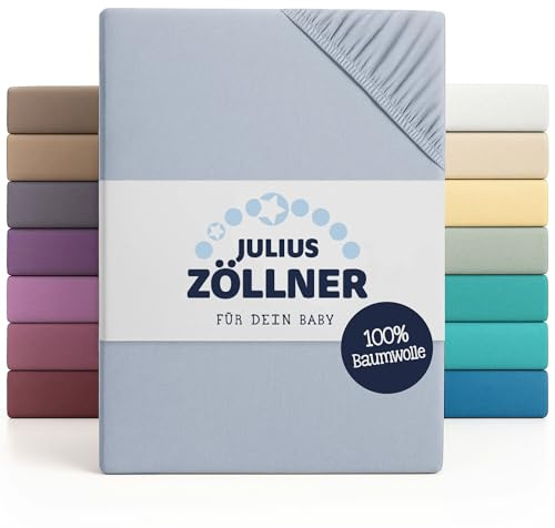 Julius Zöllner Jersey Spannbettlaken für Wiegen 90x40cm und Stubenwagen, 100% Jersey-Baumwolle, Oeko-TEX Standard 100 Zertifiziert, Denim (2er Pack)
