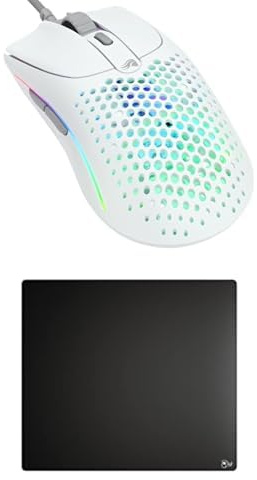 GLORIOUS Gaming Model O 2 Wireless Mouse (White) & Elements Air Mousepad Bundle - Ultra-Fast Hard Pad, Lightweight Mouse