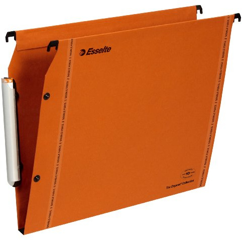 Esselte LGM VisioPlus - Dossiers Suspendus A4 Latéraux, Capacité 200 Feuilles, Fond 15 mm, Entraxe 330 mm, Porte-Étiquette XL Intégré, Lot de 25, Orange, 49924