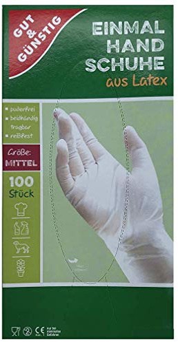 100 Stück - Einweghandschuhe - Latex-Handschuhe puderfrei, lebensmittelecht - Größe M