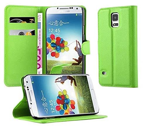 Cadorabo Hülle kompatibel mit Samsung Galaxy S5 / S5 NEO Handyhülle aus Kunst Leder Flip Klappbare Magnetische [Standfunktion] [Kartenfächern] Cover Hülle für Galaxy S5 / S5 NEO Tasche in Grün