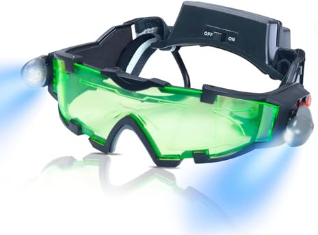 JoyFan Verstellbares elastisches Band, militärische Nachtsichtbrille mit ausklappbarem LED-Licht für Nachtaktivitäten
