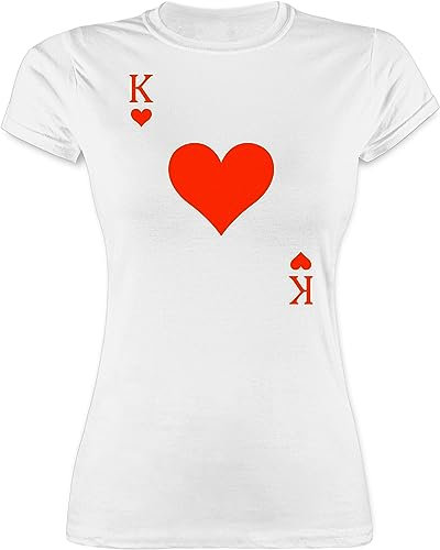 Shirt Damen - & Fasching - Herz König Spielkarte I King Queen Kartenspiel Karneval Herzkönig Spielkarte Herzkönig Karte I Poker King of Hearts - XL - Weiß - partnershirts pärchen