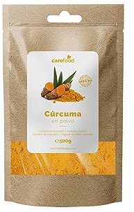 Carefood - Curcuma Biologica in Polvere - Superfood Curcuma 100% Bio - Prodotto Vegano - Super Alimento Ecologico ideale per Latte d'Oro, Ricette, Condimenti e Colazioni - 500 g