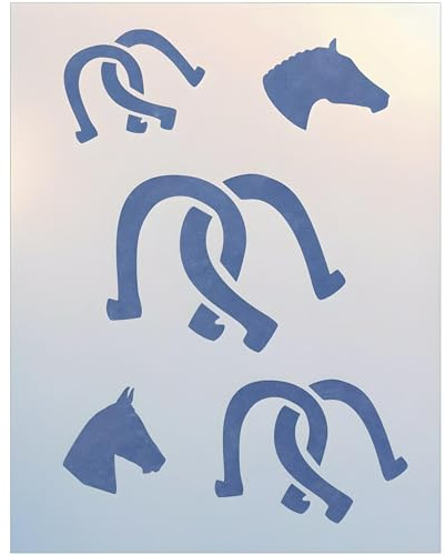 Horseshoe Stencil - 8.5 x 11 sheet with 5 stencil images. Reusable Mylar Horse Stencil Painting DIY Gifts Crafts Wall Decor Animal Stencils Airbrush Country Laser Cut Template - The Artful Stencil