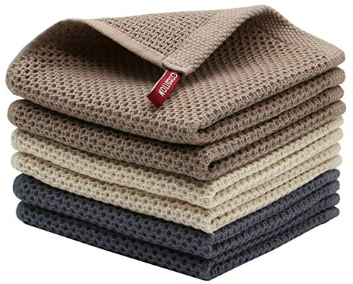 Mia'sDream Cotton Dish Towels for Kitchen, Soft Washcloths, Dish Rags Dish Cloths for Washing Dishes, Absorbent Kitchen Towels, Hand Towels for Bathroom, 12inchx12inch 6 Pack (Multi Color)