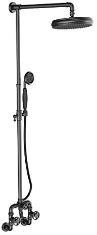 WRISCG Duschsystem Thermostat Regendusche Duschset Duschsäule Dusche Duscharmatur Brausethermostat Shower inkl. Verstellbar Duschstange Kopfbrause Handbrause für Badezimmer Dusche,VOMI