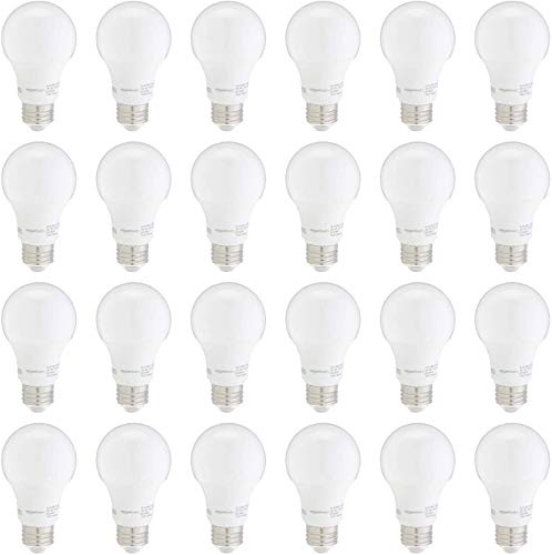 Amazon Basics A19 LED Light Bulbs, 60W Equivalent, Warm White 3000K, Non-Dimmable, Energy Efficient 9W, 10,000 Hour Lifetime, 24-Pack