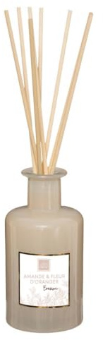 Diffuseur de Parfum Amande et Fleur d Oranger 200 ML avec 8 Bâtonnets en rotin - Atmosphera