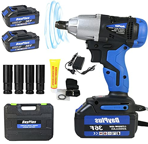 18V Akku Schlagschrauber 1/2 Zoll, 420 Nm Akku Drehschlagschrauber mit LED-Leicht, Vorwärts- und Rückwärts Drehung Schlagschrauber Set mit 2 x 6,0 Ah Akku, Schnellladegerät, Gürtelclip und koffer