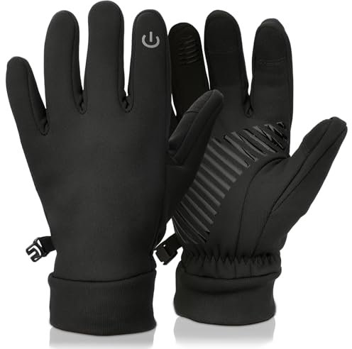 Fengzio Handschuhe Kinder Winterhandschuhe Touchscreen Fahrradhandschuhe Fleece Wasserabweisend Laufhandschuhe Anti-Rutsch Radhandschuhe Outdoor Sport für 6-15 Jahre Jungen Mädchen