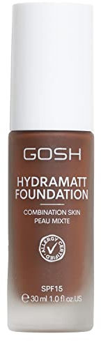 GOSH Foundation mit LSF 15 für helle & dunkle Haut, vegan I Mattierendes Make-up für trockene, sensible & ölige Haut I wisch- und schweißfest, ölfrei I Deckkraft regulierbar, kein Maskeneffekt I 020N