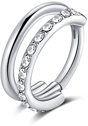 Briana Williams 16G Segmentring Clicker Chirurgenstahl Piercing Ring Doppelt Dreifach Gestapelt Nase Septum Ohr Helix Piercing 8mm 10mm