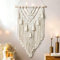 Dremisland Boho Macramé Tenture Murale Géométrique Tissé Bohème Tapisserie Murale Beige et Gris Coton Fait à la Main Ornement avec Gland pour Chambre Salon Appartement Pépinière