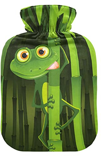 YOUJUNER Wärmflasche mit Süßer Frosch Bezug, Groß 1 Liter Heißwasserbeutel Heißwasserbeutel Bettflasche