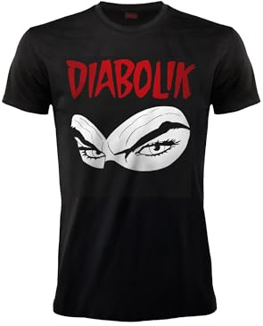 Sabor srl T-Shirt Originale Diabolik, Maglietta a Maniche Corte con Stampa Diabolik con Maschera, con Ologramma di Autenticità, 100% Cotone, Colore Nero (M)