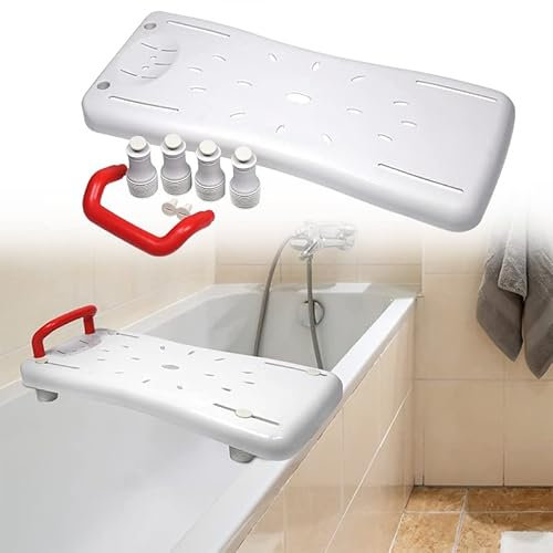 YUENFONG Tavola per Vasca Sedile per Vasca Sedile per Vasca con Manico Rosso, Tavola per Sedile Tavola per Vasca in Plastica per Donne Incinte Anziane, capacità di Carico Fino a 150 kg, Bianco e Rosso