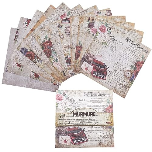 GORGECRAFT 24Stk Vintage-Rosenmuster-Papier 20x20cm Dekoratives Bastelpapier 12 Stile Altes Blumen-Scrapbook-Papier Block-Hintergrund Karton Kartenherstellung Scrapbooking Tagebücher Fotoalbum-Dekor