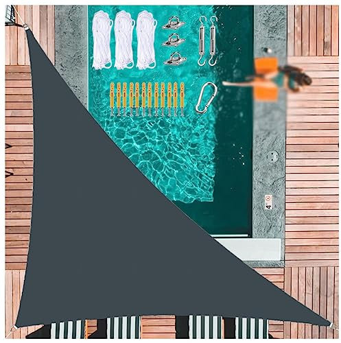 Voile D'Ombrage Triangle ， Bloque 90% Rayons UV Toile Dombrage Triangulaire ， pour Patio Jardin, Terrasse,ExtéRieur, Balcon,DarkGray-2m/6ftx2m/6ftx2m/6ft