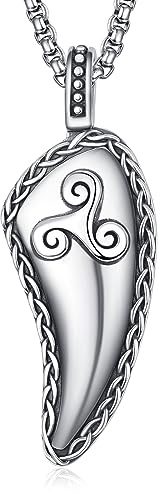 Wolfszahn Kette Sterling Silber Wolf Zahn Halskette Keltische Triskele Wolfszahn Anhänger Halskette Triskele Schmuck für Herren Männer