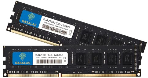 Rasalas 16GB Kit (2x8GB) PC3-12800U DDR3 1600MHz DDR3L 12800U RAM 2Rx8 DDR3L-1600 Udimm CL11 1,35 V Desktop Computer Arbeitsspeicher DIMM RAM