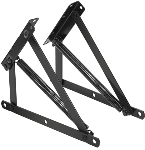 SWAWIS 1 Par Bisagras Triangulares de Muelle Negro | 50° Bisagras de Caja de Cama, Bisagra Elevadora para Sofá Cama Mesa Centro Caja Almacenaje, Accesorio de Cama
