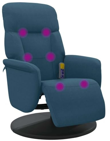 vidaXL Massagesessel mit Fußteil Blau Samt