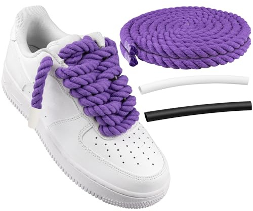 Endoto Lacci Corda per Air Force 1 Scarpe, Stringhe Laccio Spessi Grossi Grandi, Big rope laces kit per AF1 (Viola, 10MM)