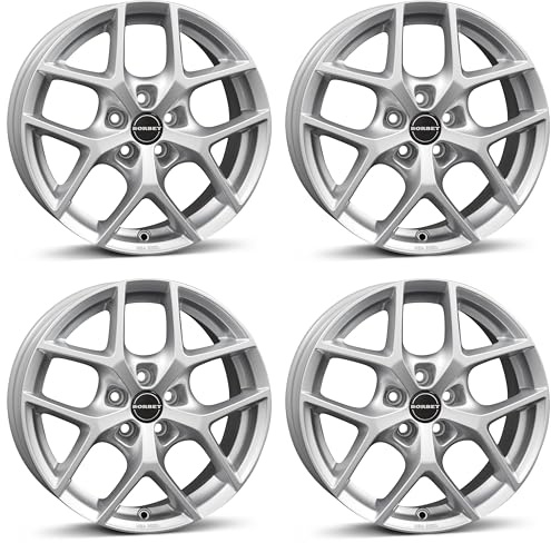 4x Borbet Felgen Y 7.0x16 ET38 5x112 crystal silver kompatibel mit Audi A3 A4 A6 Q2 TT