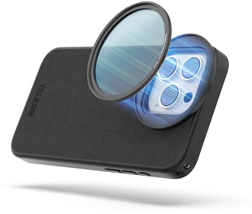 TELESIN° 58 MM Magnetic Circular Polarizers Filter& Phone Case Kit para iPhone 15 Pro MAX, Filtro CPL + Funda Magnética Filtro CPL Super Delgado con Cristal Óptico HD para iPhone 15 Pro MAX