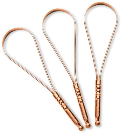 VELVET LONDON Stainless Steel Tongue Scrapers for Adults, Grip Handles Tongue Scraper, Dental Care Hygiene Oral Care Ayurvedic Mouth Tongue Cleaner Fresh Breath, U Shape (CPL (Pack of 3))