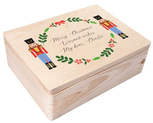 Creative DECO Caja Regalo para Navidad Personalizado - Cascanueces | Regalo Original de Madera | Texto Personalizado Deseado Idea de Regalos Navideños | Para Mujeres, Hombres y Parejas