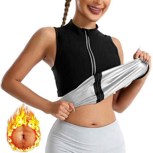Weyot Tuta Sauna Dimagrante Donna, Gilet da Sauna Donna, Tuta per Sudare, Canotta Dimagrante Donna E Snellente Effetto Sauna, per Palestra Fitness Corsa Yoga,XL,Silver
